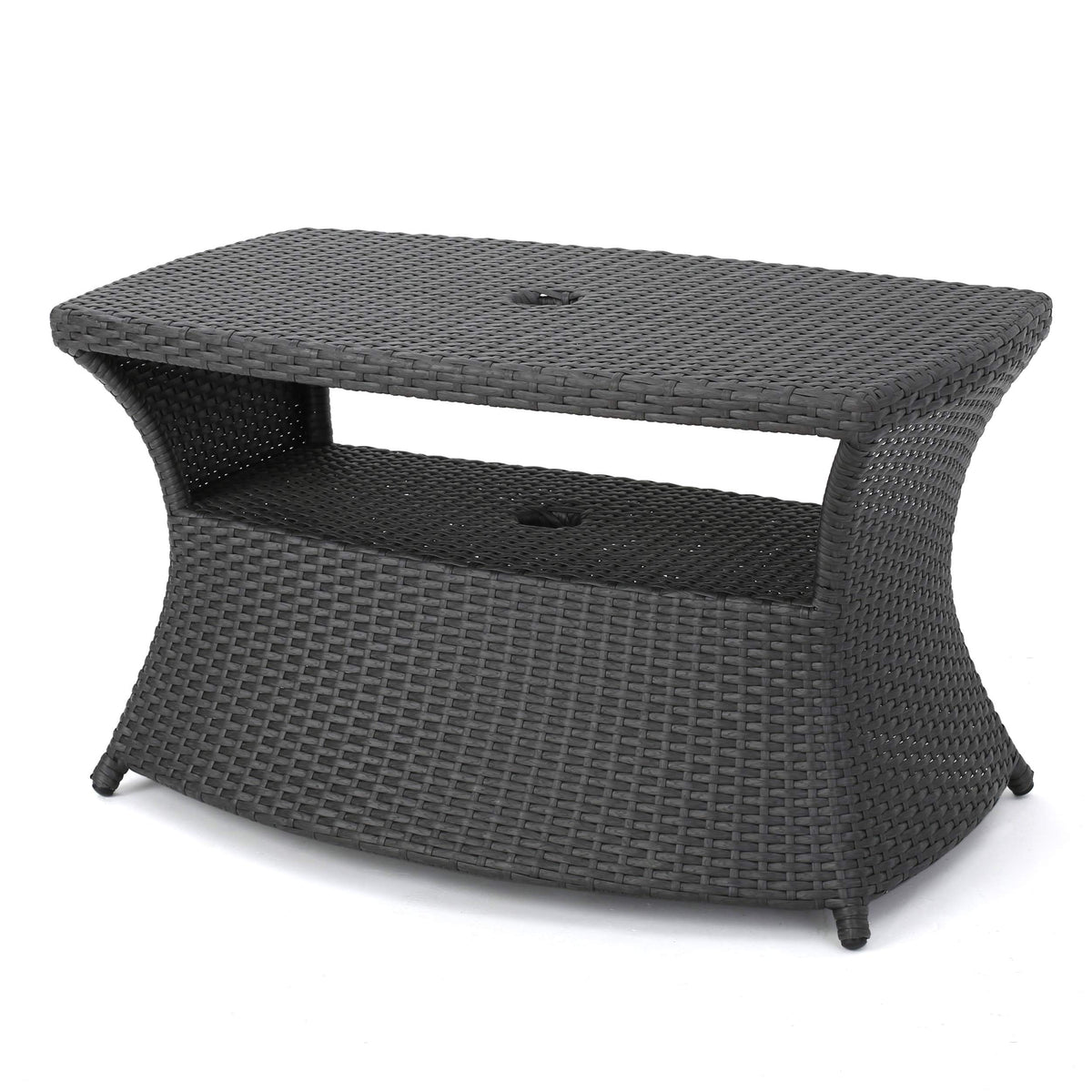 Christopher Knight Home front view of grey wicker side table showing balanced design and curb appeal