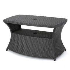 Christopher Knight Home front view of grey wicker side table showing balanced design and curb appeal