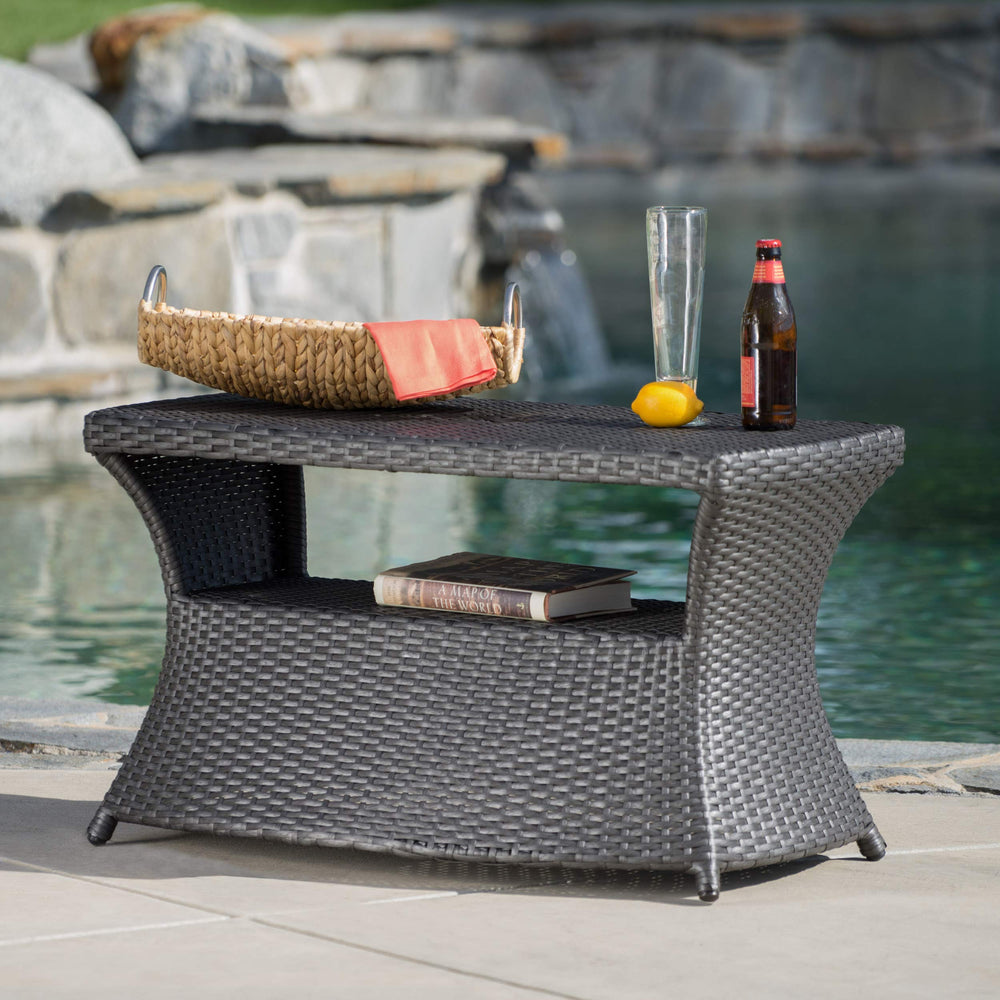 Christopher Knight Home top view showing roomy tabletop and umbrella hole for serving convenience
