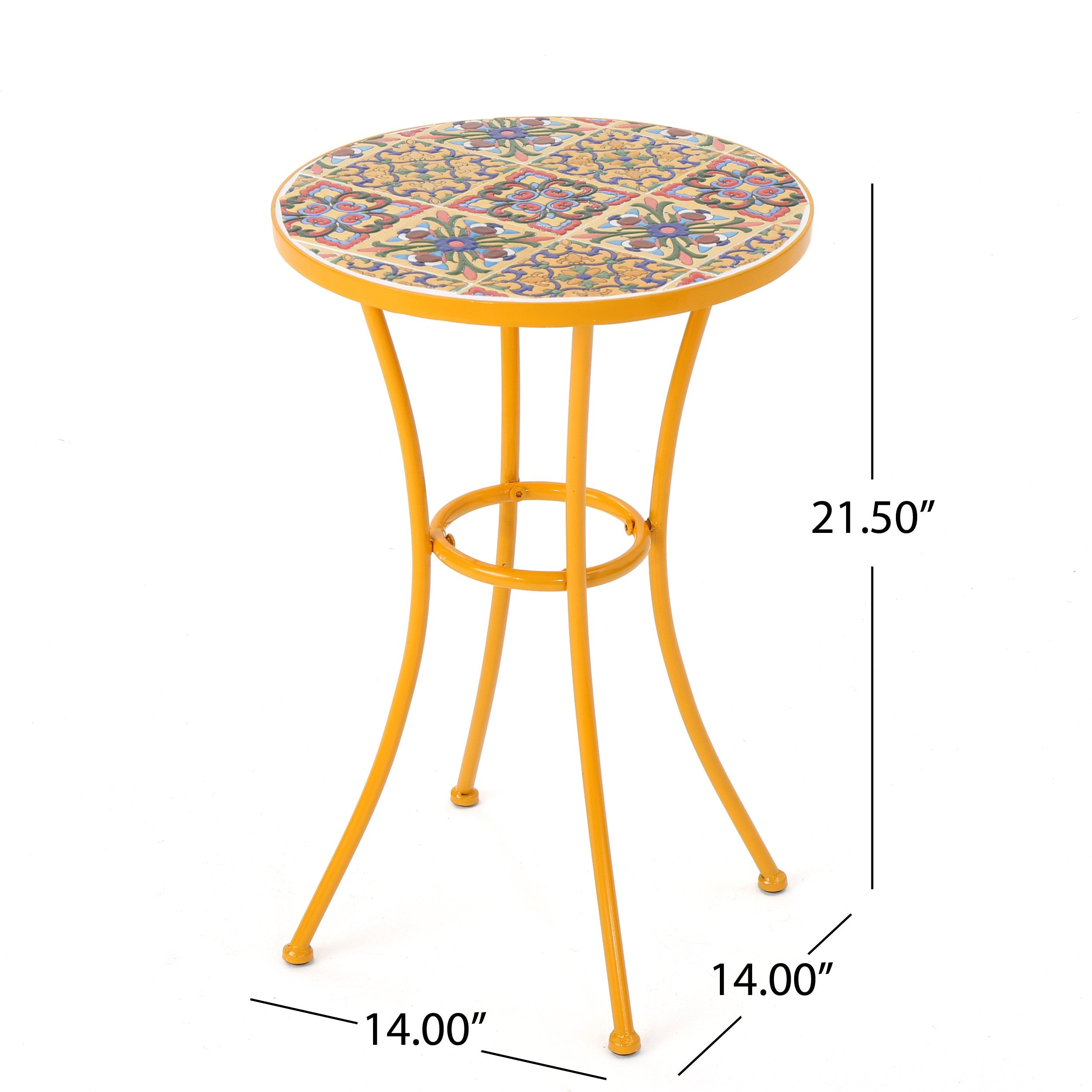 Christopher Knight Home detail of yellow-orange powder-coated iron frame showing durable finish and rust resistance