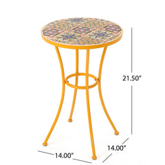 Christopher Knight Home detail of yellow-orange powder-coated iron frame showing durable finish and rust resistance