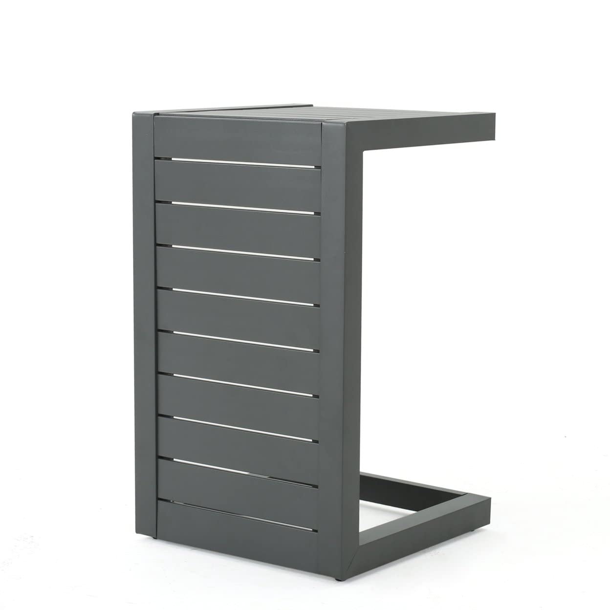 Christopher Knight Home grey table front view showing compact profile and easy access