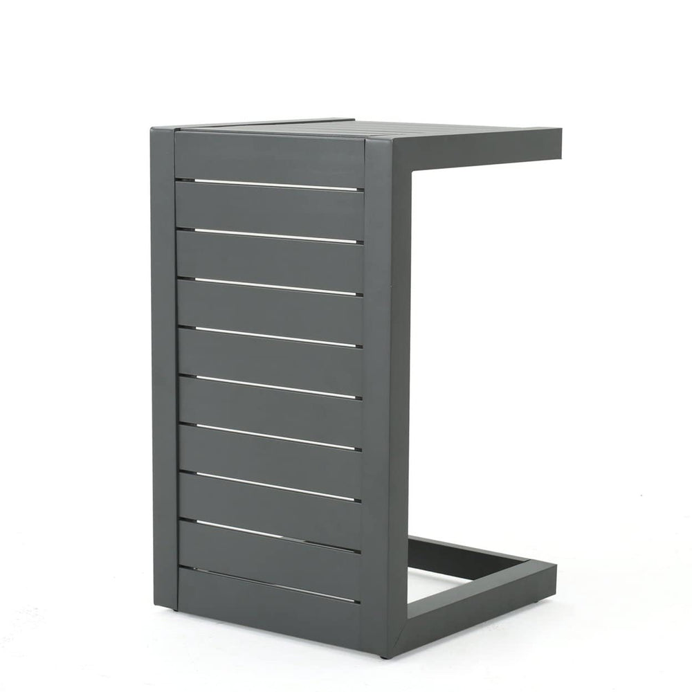 Christopher Knight Home grey table front view showing compact profile and easy access