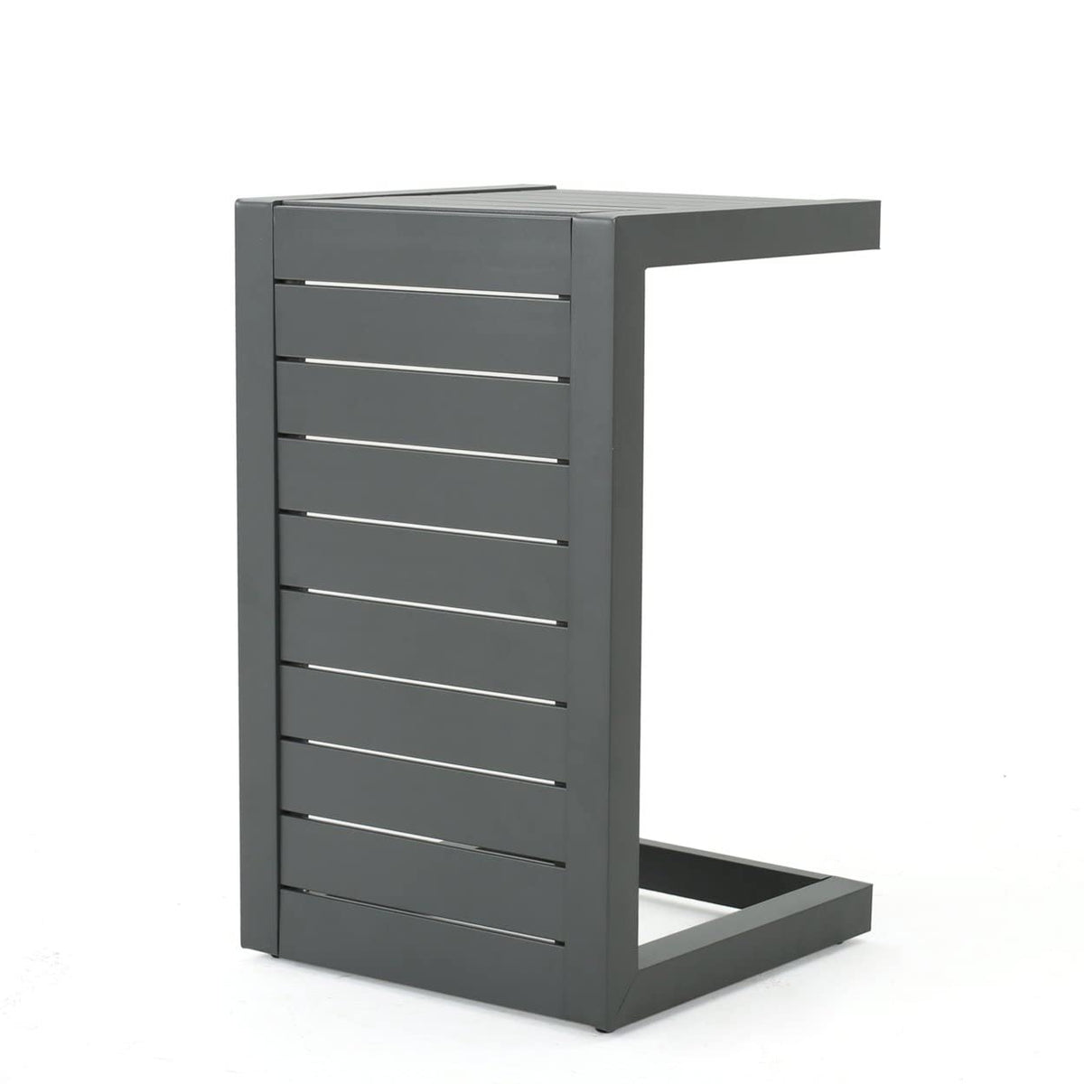 Christopher Knight Home grey table front view showing compact profile and easy access