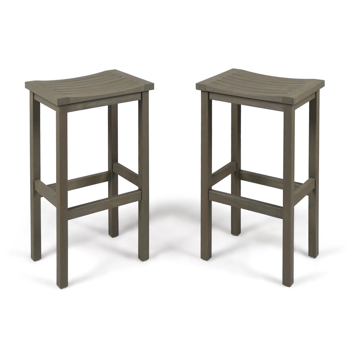 Christopher Knight Home front view of grey Caribbean barstools showing compact design benefit