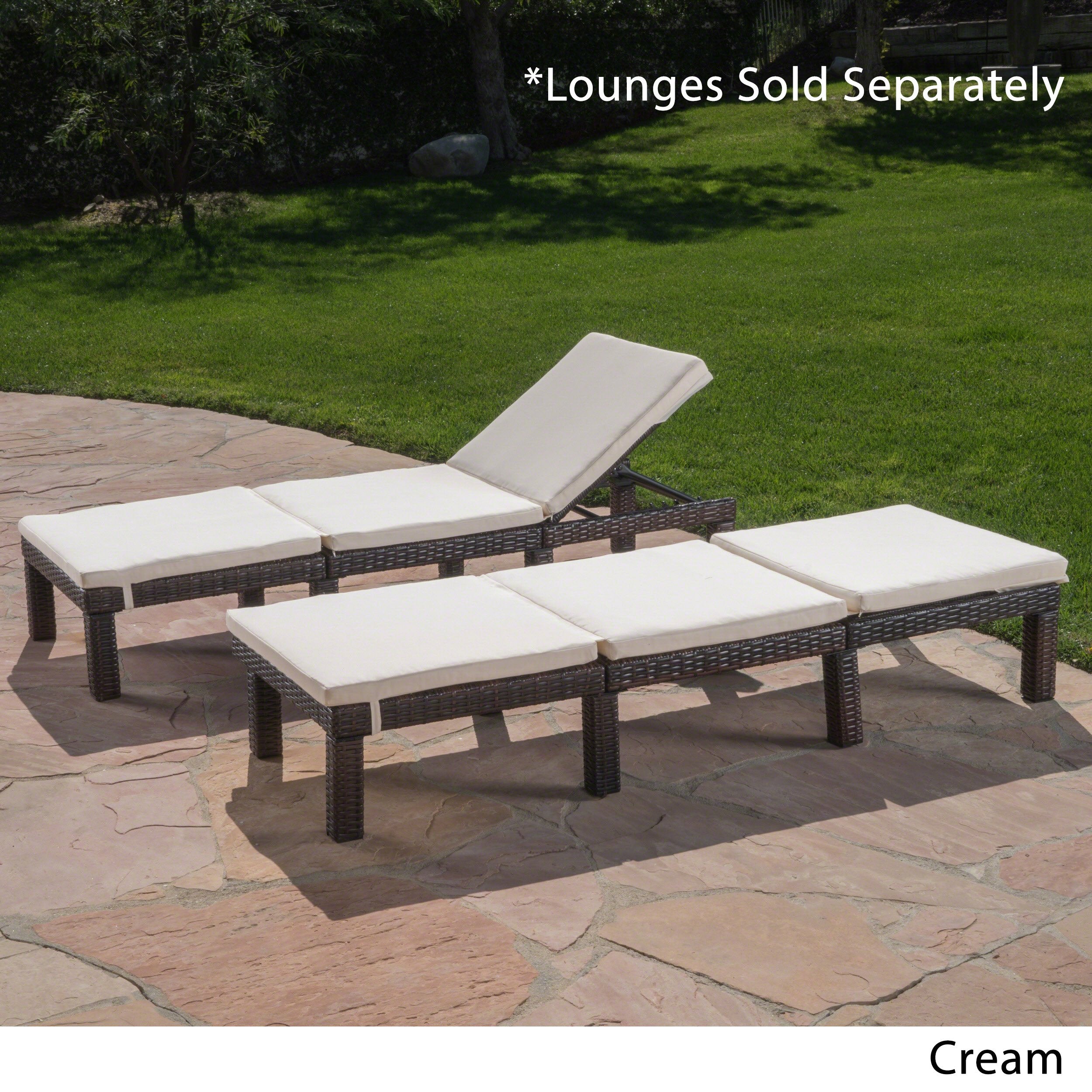 Christopher Knight Home close side view of ties securing cushion to chaise frame for stability