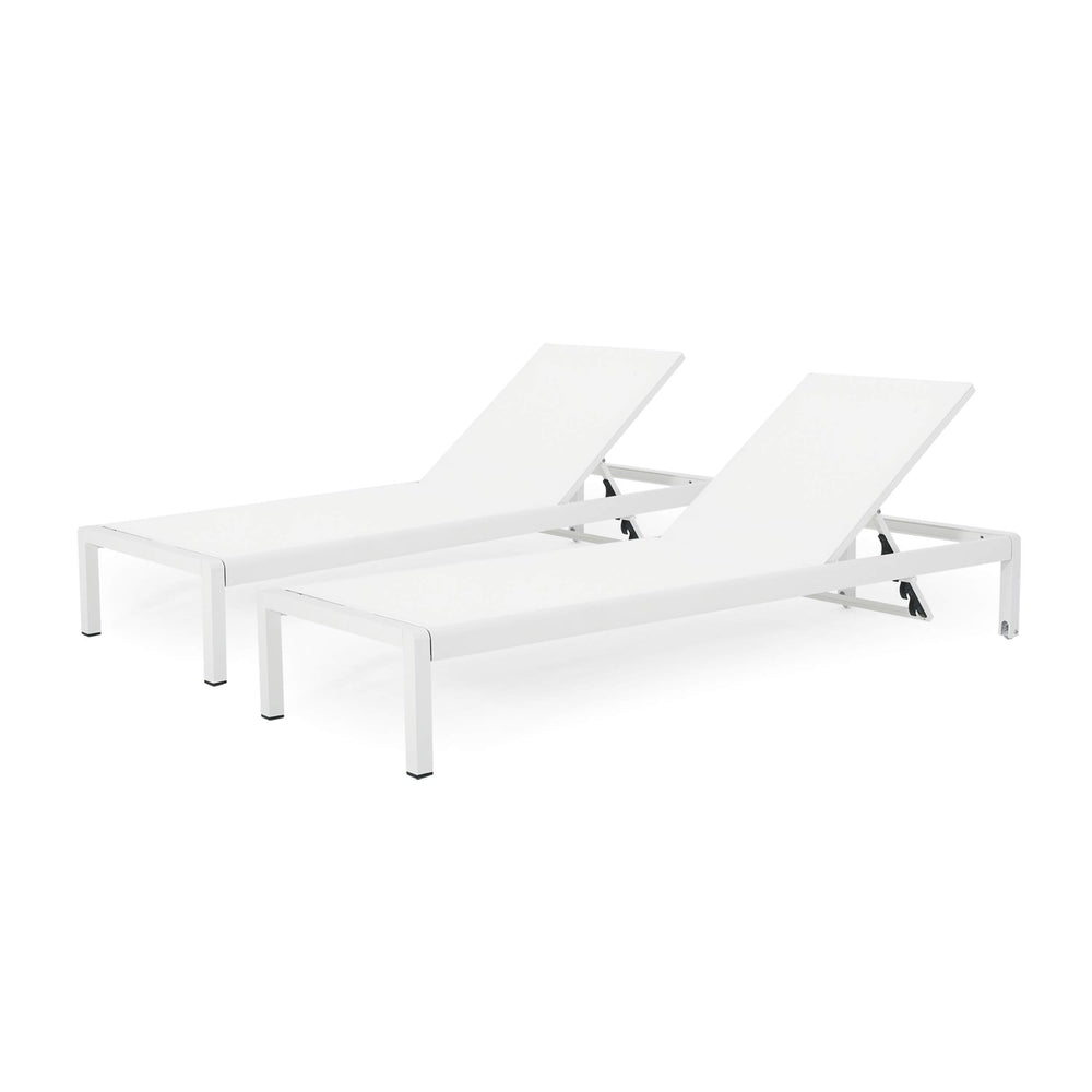 Christopher Knight Home front view of two white chaise lounges showing modern style and comfort