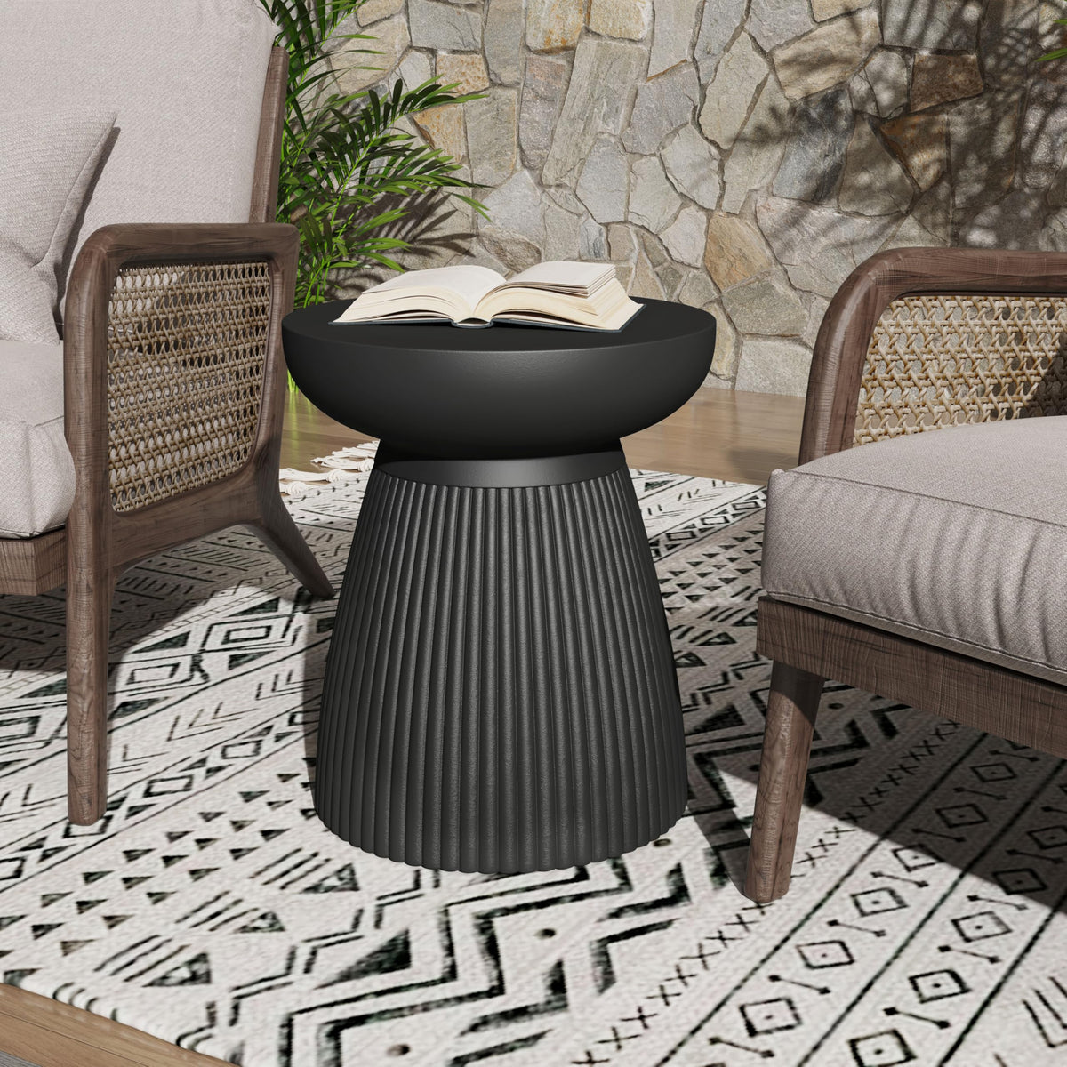 Christopher Knight Home front view of matte black side table showing silhouette and stability