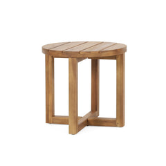 Christopher Knight Home Hamel front view showing round teak finish and sturdy base