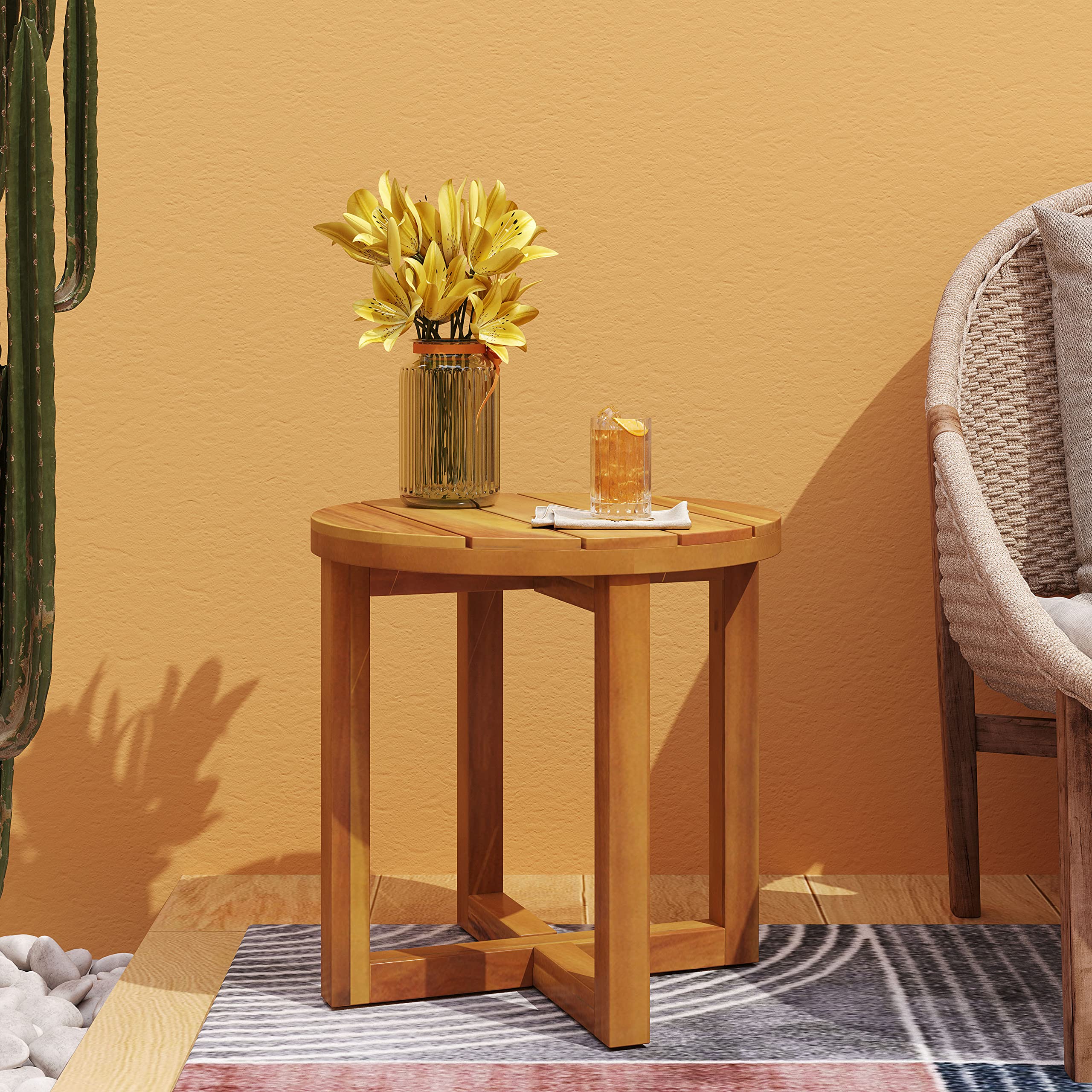 Christopher Knight Home Hamel close-up of slat panel tabletop highlighting grain