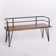Christopher Knight Home bench front view showing teak finish and rustic style for outdoor seating