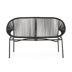 Christopher Knight Home loveseat front view showing sleek black finish and seating comfort