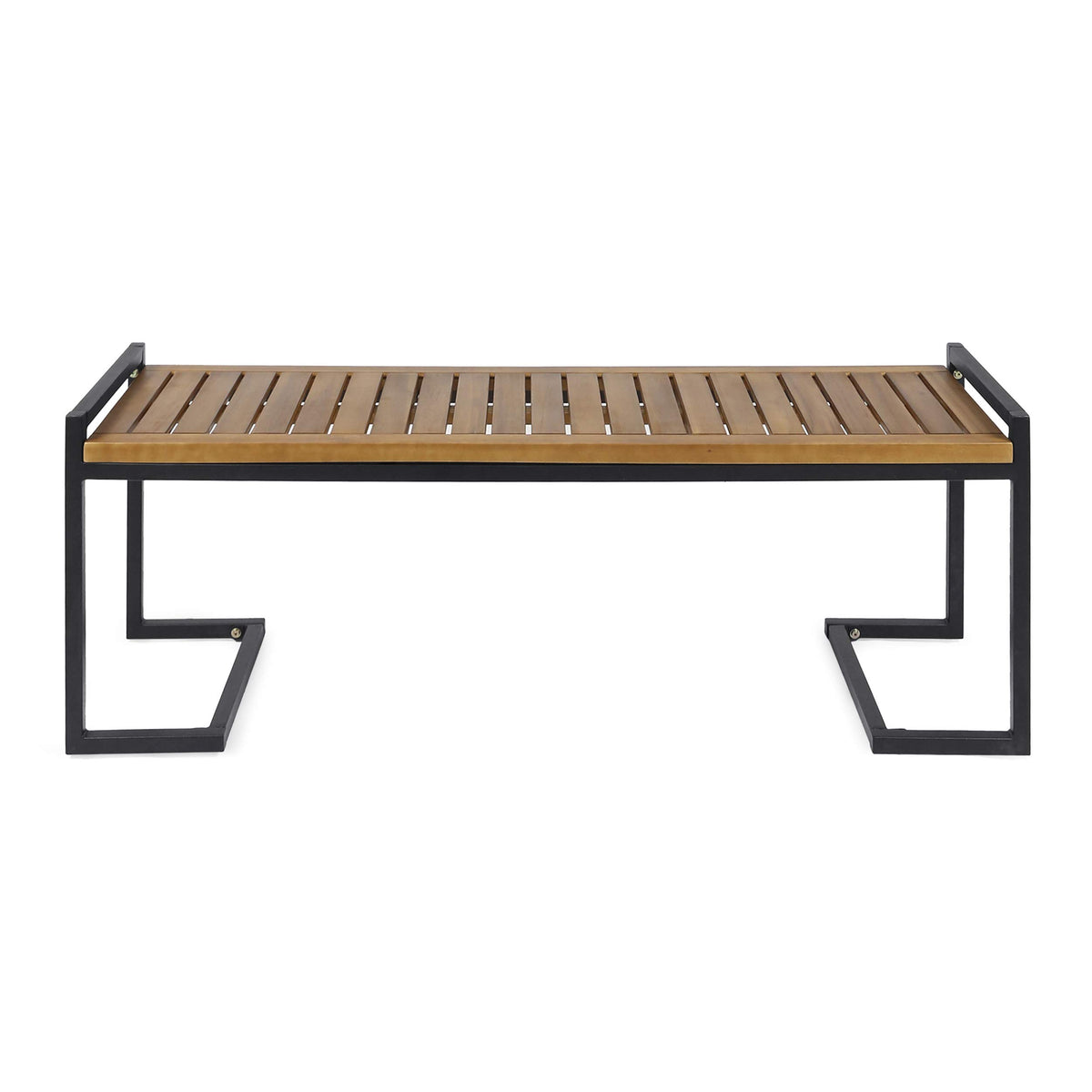 Christopher Knight Home bench front view showing teak finish and sturdy seating benefit