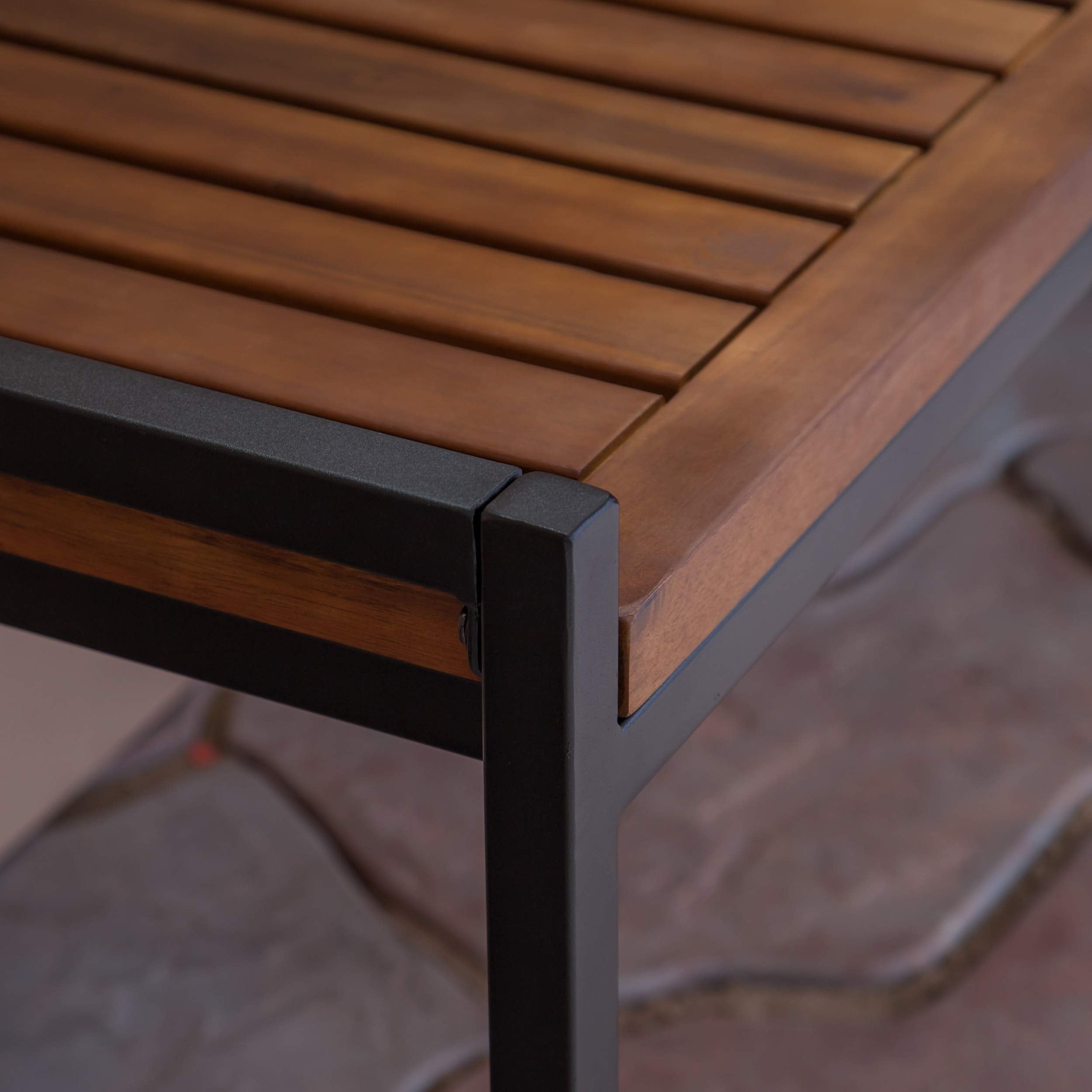 Christopher Knight Home bench next to tape measure showing scale and seating capacity