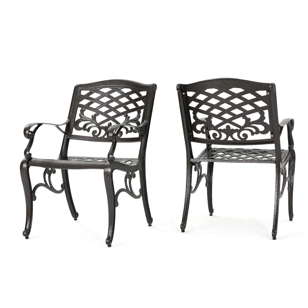Christopher Knight Home front view of two Sarasota chairs showing classic outdoor style and durability