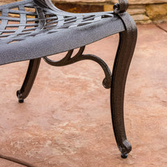 Christopher Knight Home hammered bronze finish detail demonstrating weather-resistant textured coating