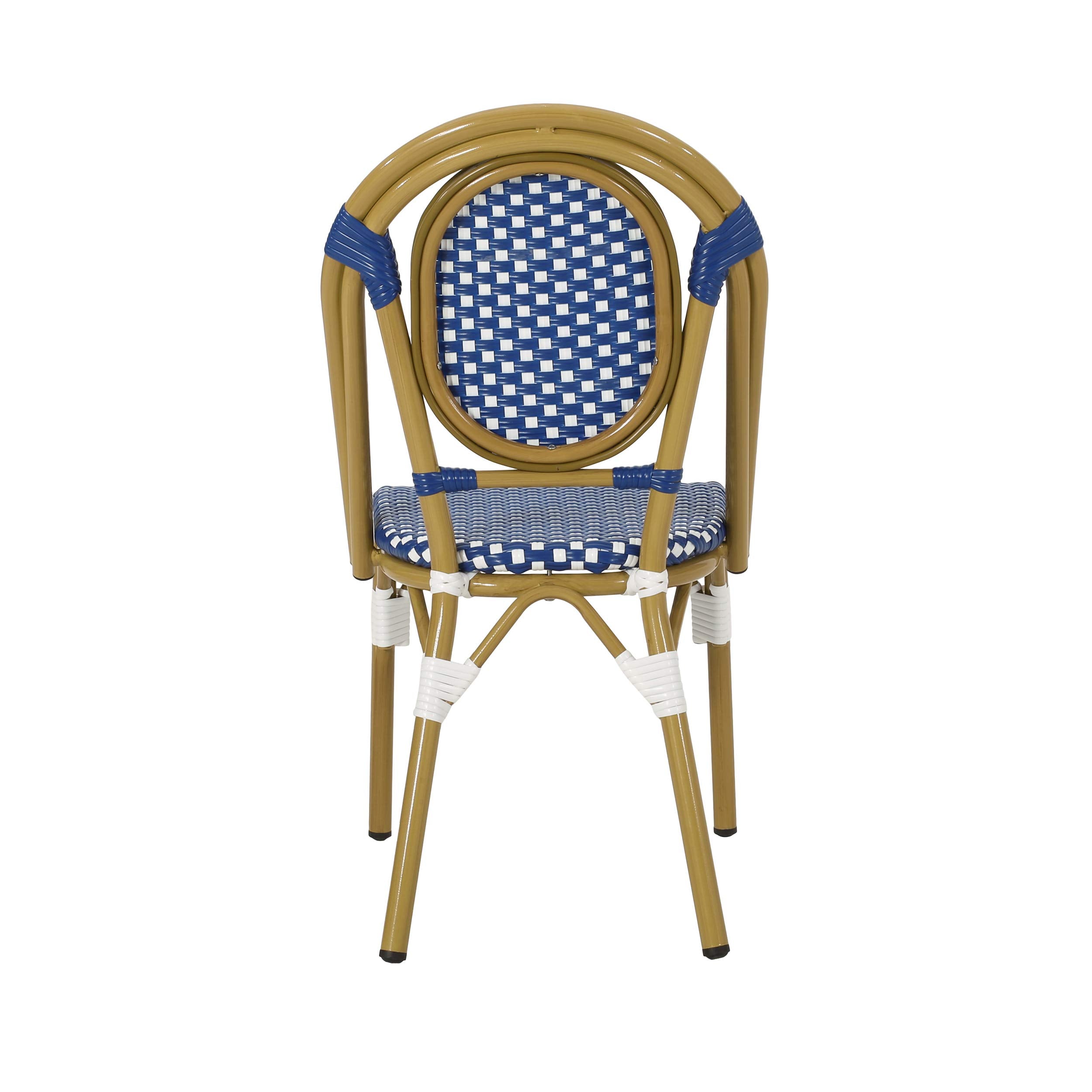 Christopher Knight Home seat surface detail showing blue-and-white pattern and support