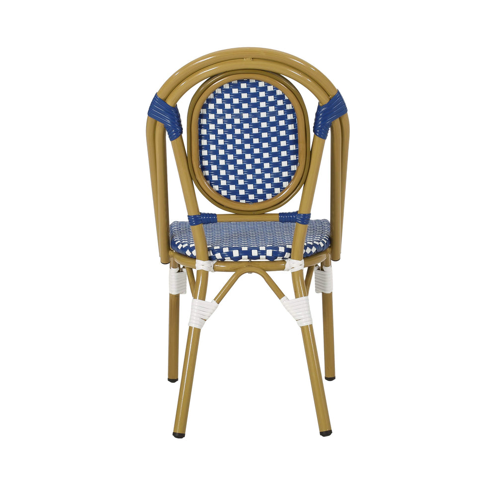 Christopher Knight Home seat surface detail showing blue-and-white pattern and support
