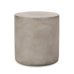 Christopher Knight Home front view of light gray side table showing modern cylindrical shape and stability