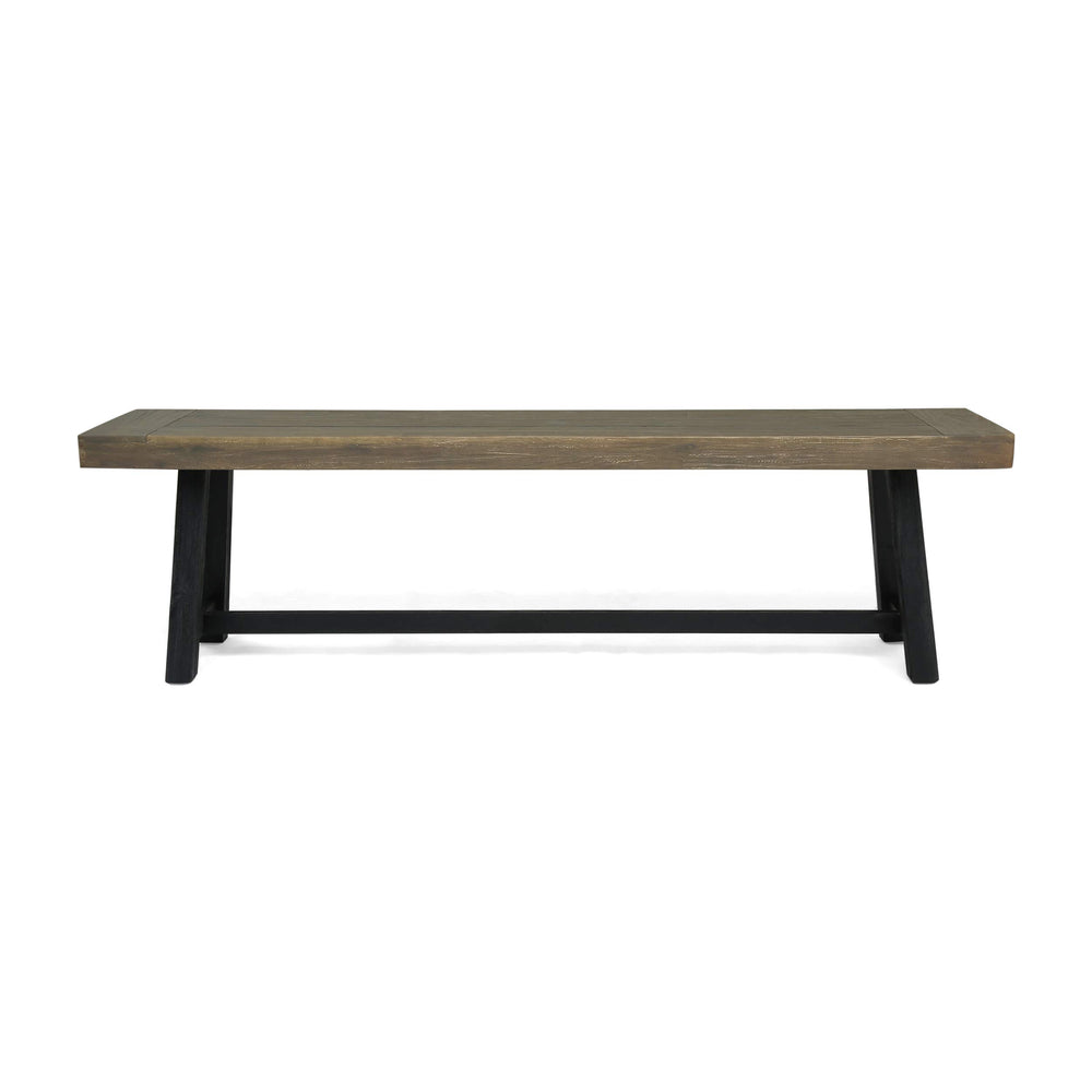 Christopher Knight Home bench with person sitting to demonstrate 63-inch seating capacity and real-world scale