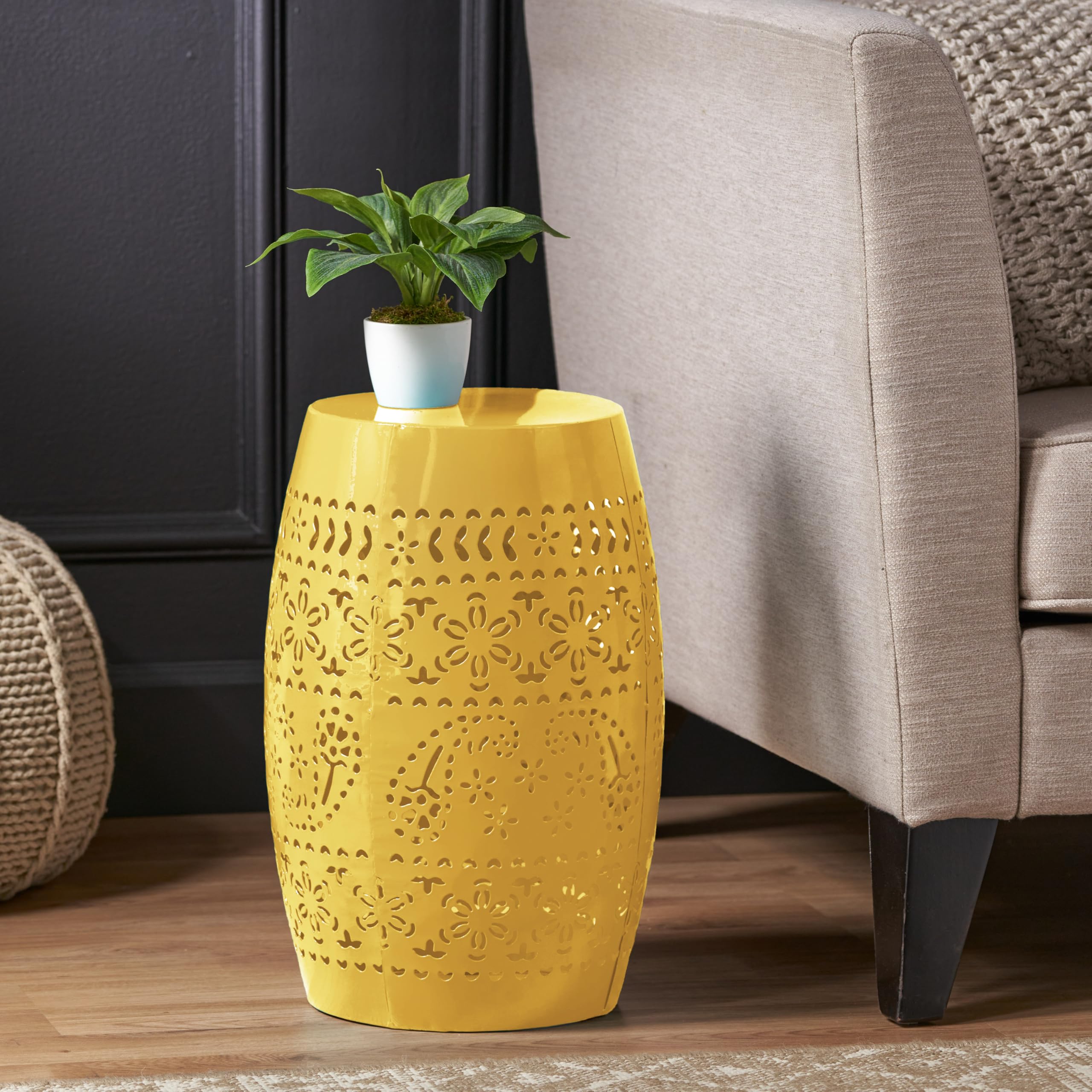 Christopher Knight Home Zoey side profile showing rounded drum silhouette and stability