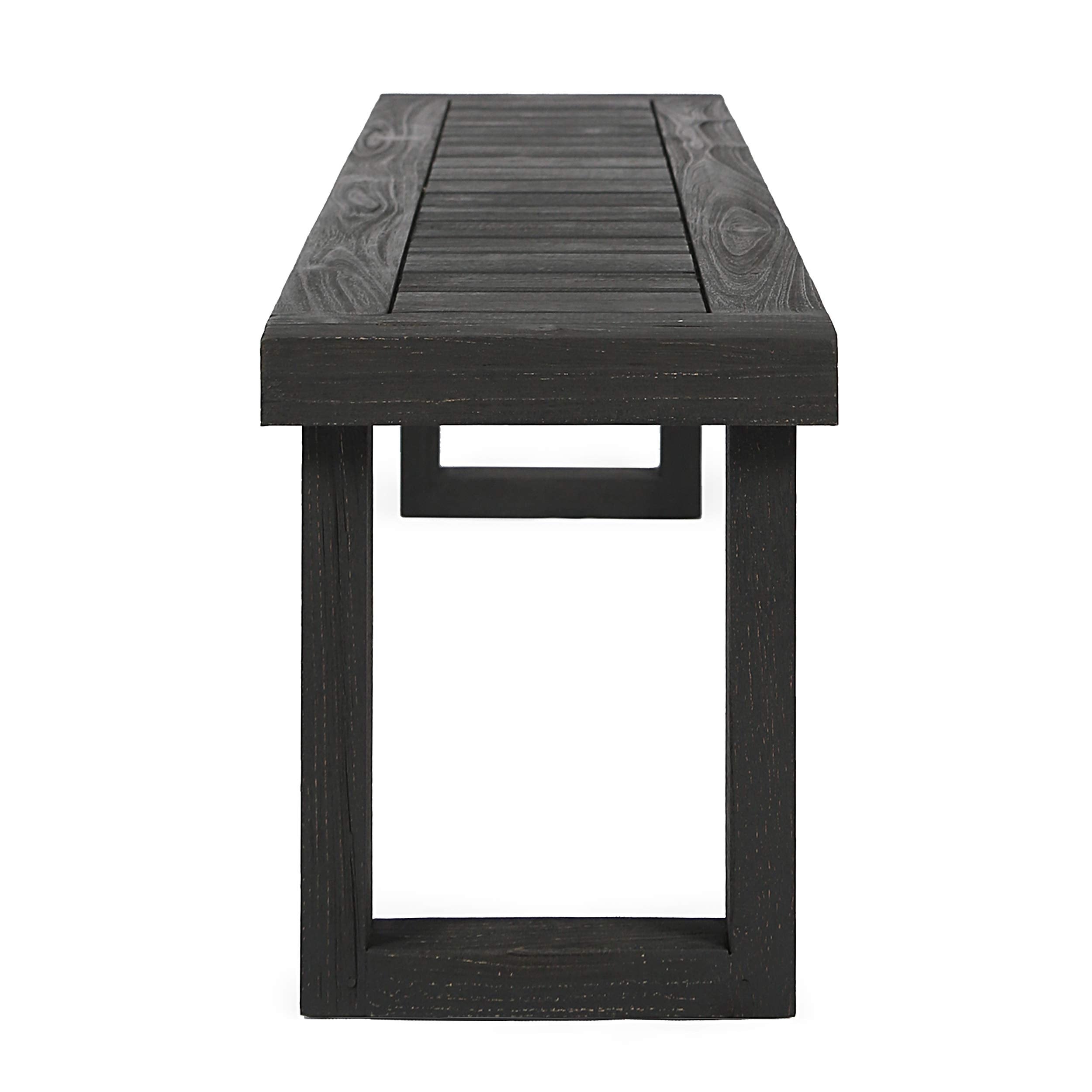 Christopher Knight Home finish detail label showing sandblast dark gray tone and aesthetic benefit