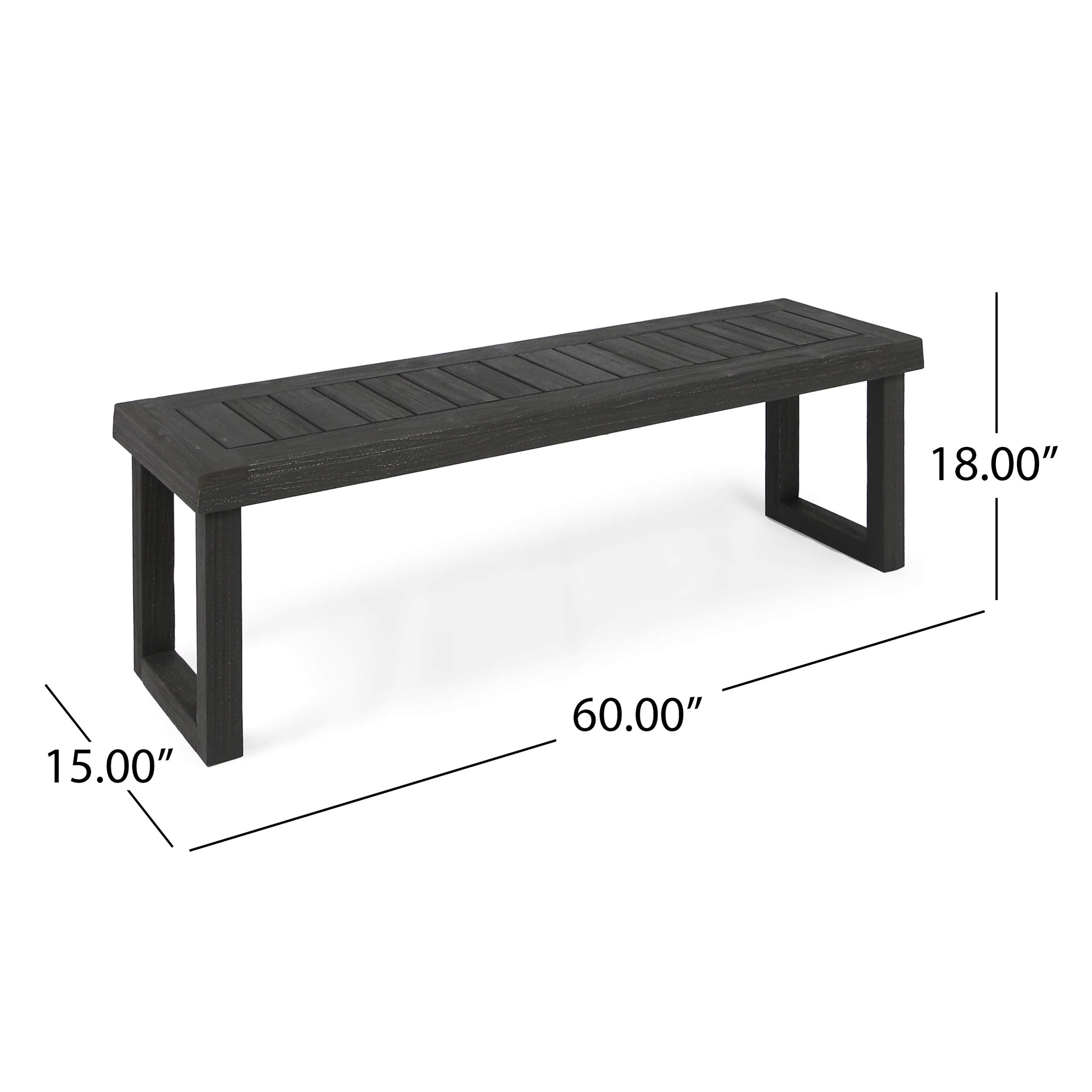 Christopher Knight Home bench next to person illustrating scale and comfortable seating benefit