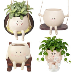 Chrotopic front group shot showing four cute planters and joyful decor