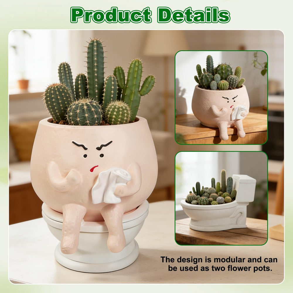 Chrotopic toilet planter humor shot adding novelty and conversation starter