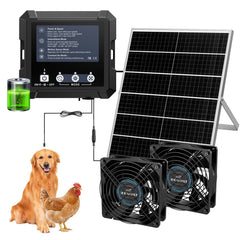 Chtoocy front view showing solar panel and two fans for reliable off-grid ventilation