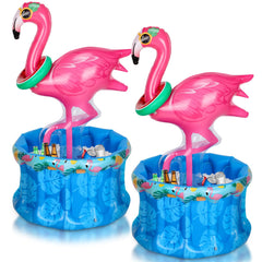 Chuangdi front view of inflated flamingo cooler showing vibrant color and party appeal