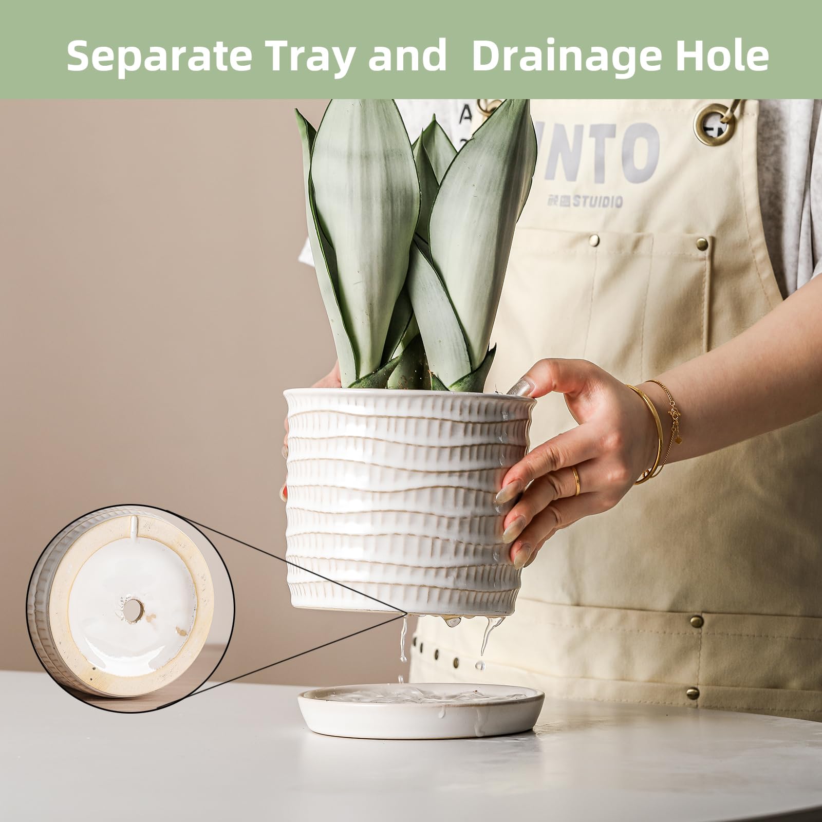 Chubacoo drainage hole and saucer showing water control and surface protection