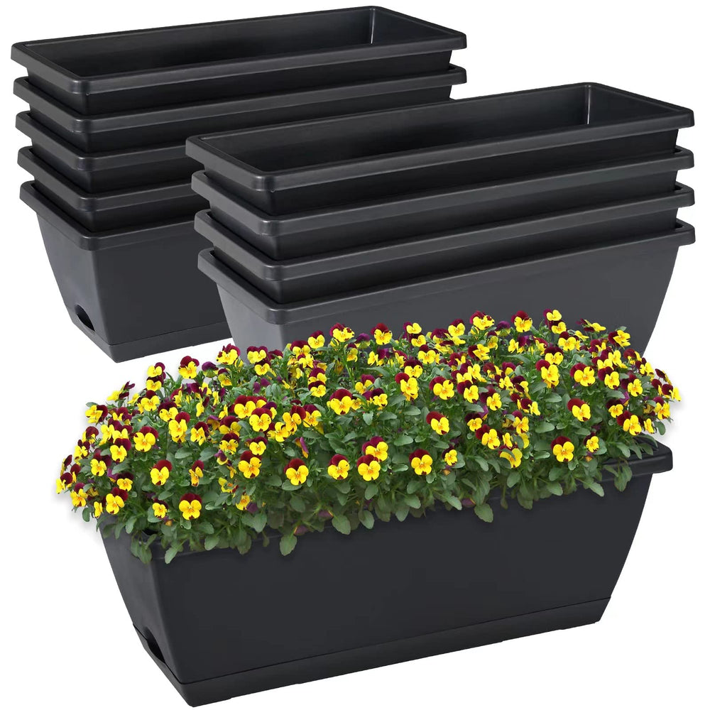 CHUKEMAOYI front view of ten-pack window box planters, shows tidy storage and value
