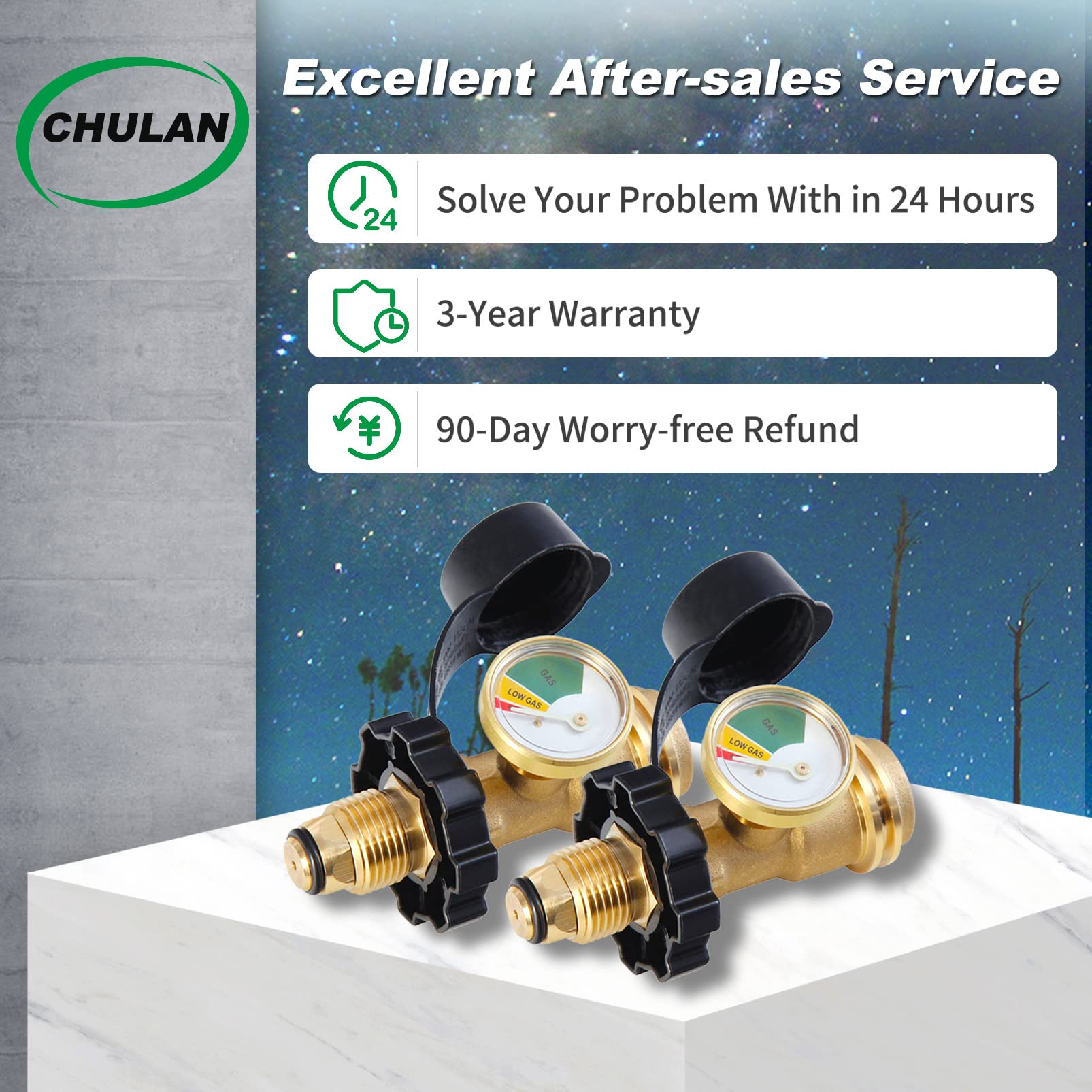 Chulan adapter dust cap and included PTFE tape protecting threads and seal