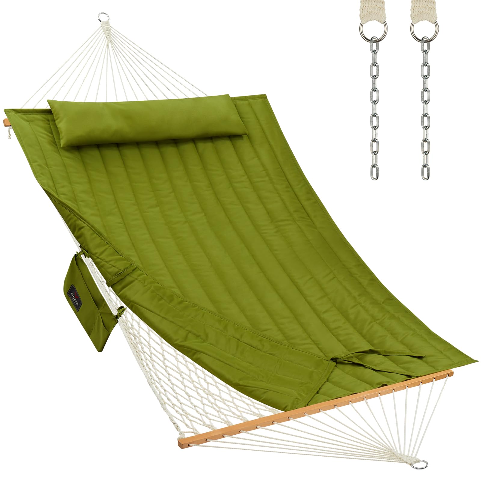 CHULIM front view full hammock in green showing comfort and capacity