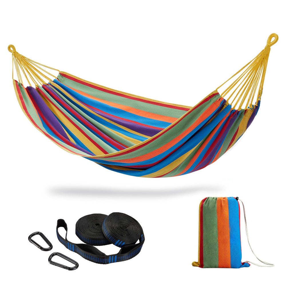 CHULIM hammock front view showing full bed and woven fabric comfort