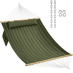 CHULIM hammock front view showing full quilted bed and pillow for cozy lounging