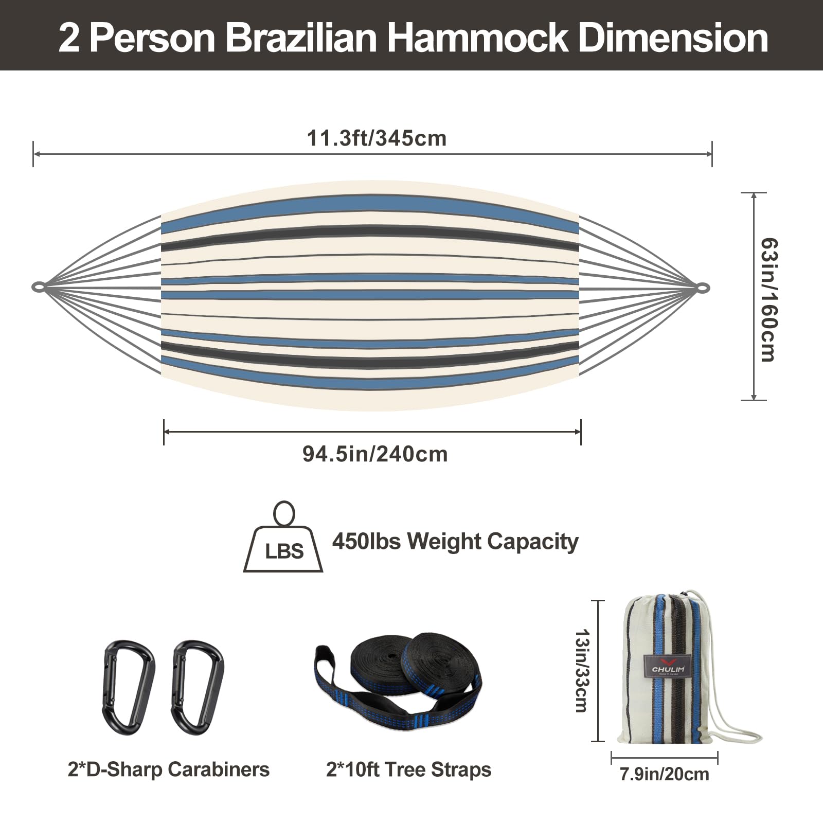 CHULIM tree straps and 8cm carabiners displayed for quick secure setup benefit