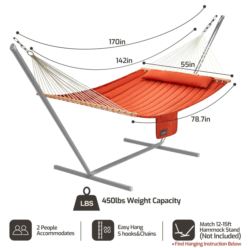 CHULIM hammock hung in backyard demonstrating stylish outdoor relaxation and durability