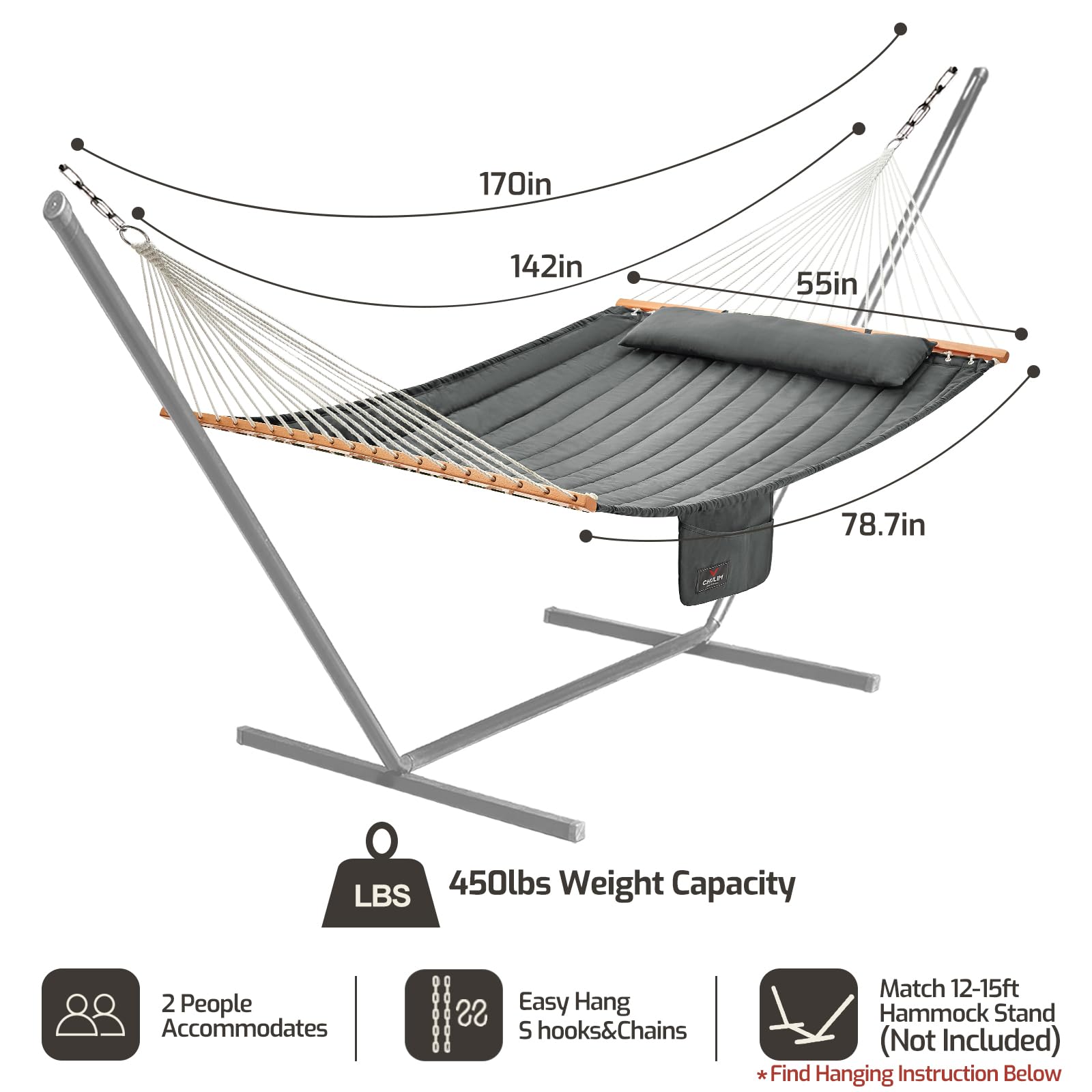 CHULIM hammock in use with two people showing roomy relaxation for couples