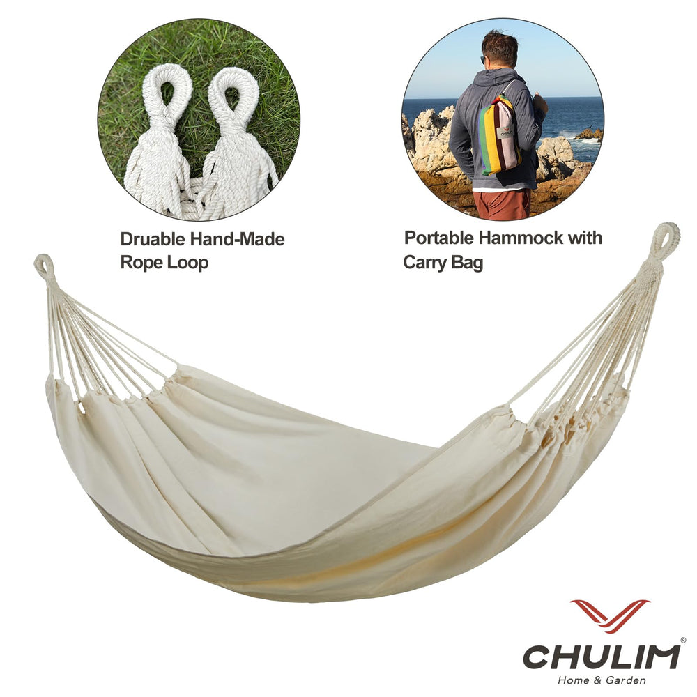 CHULIM hammock in garden lifestyle scene showing relaxation and outdoor enjoyment benefit