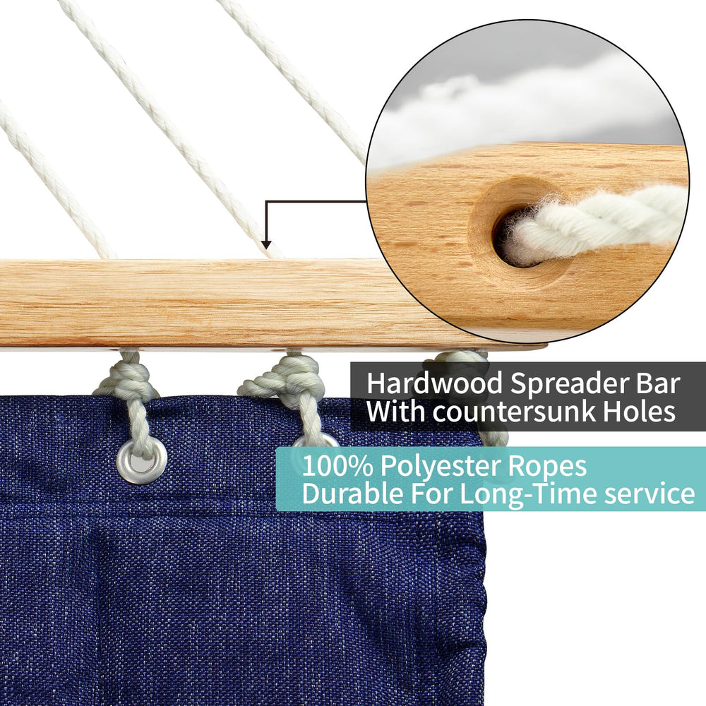 CHULIM hammock next to chair showing size and scale for patio and backyard placement