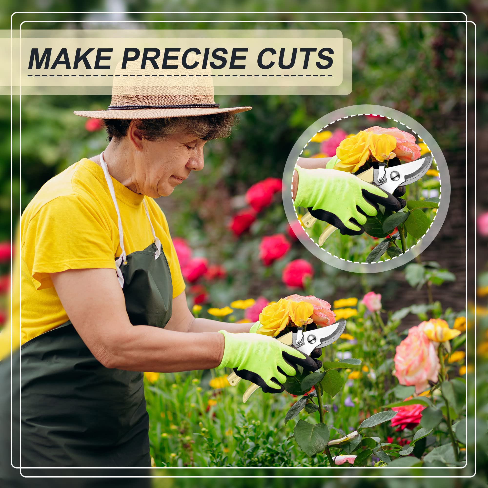Chumia pruning scissors cutting flower stem outdoors for tidy blooms and easy harvesting
