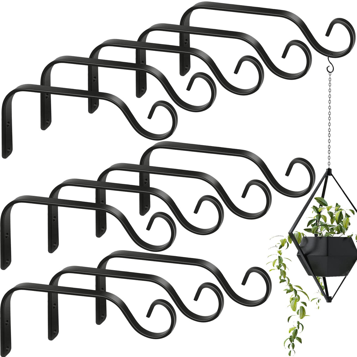 Chumia 12-pack front view showing all black metal hooks and hardware; convenient set