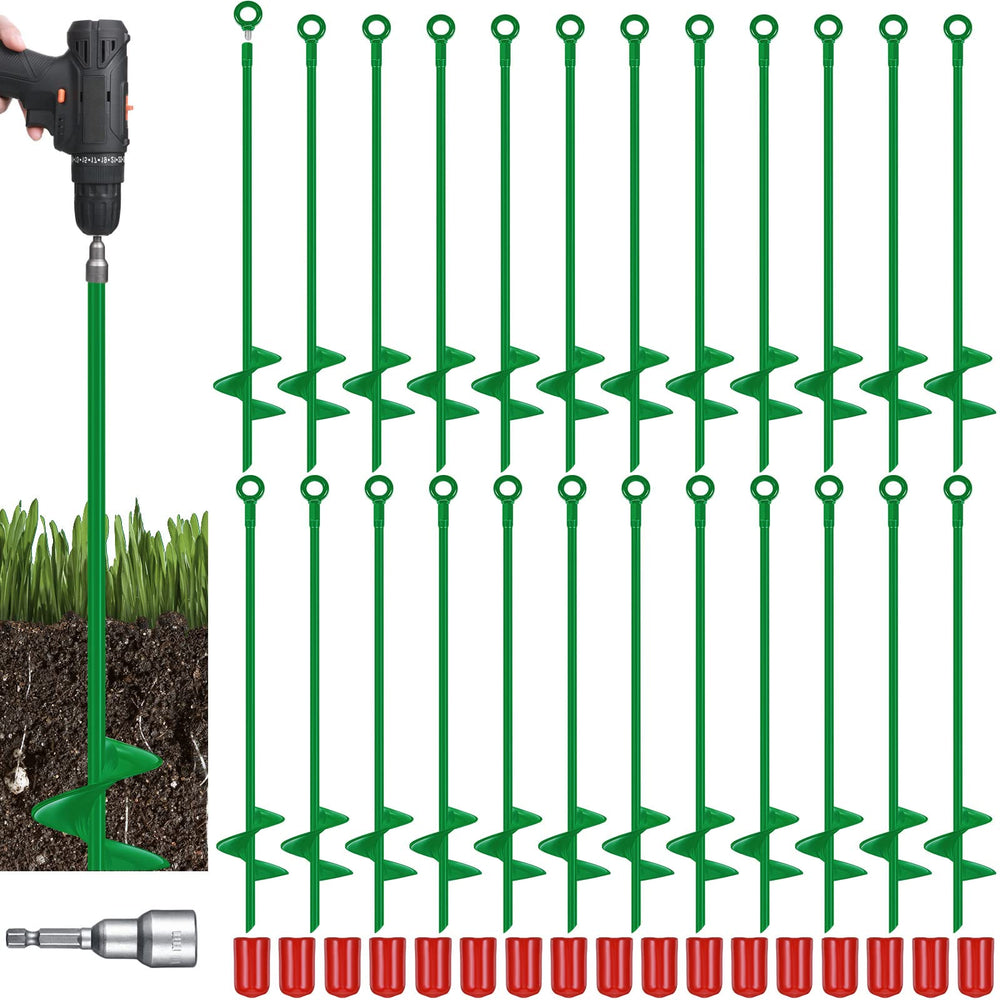 Chumia front packaging of 12 ground anchors showing kit and driver bit benefit weather-ready supply