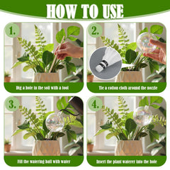 Chumia globe placed in a potted plant demonstrating hands-free watering benefit