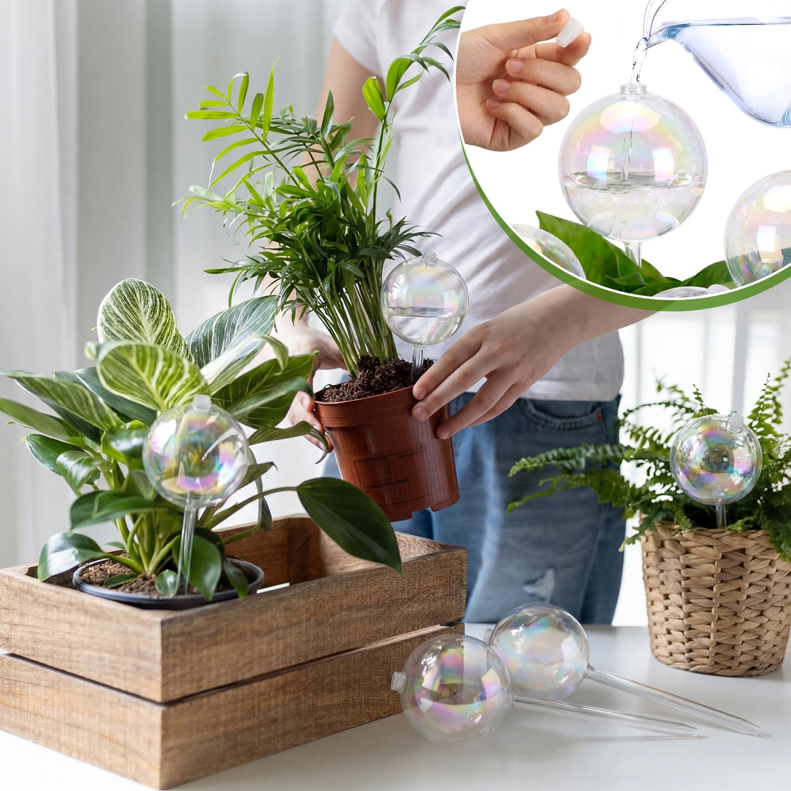 Chumia globe held in hand to show 23 oz scale and easy placement benefit