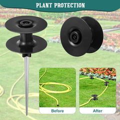 Chumia guide in use directing a garden hose away from flower beds benefit