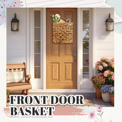Chunful basket hung in entryway storing mail and keys for tidy organization
