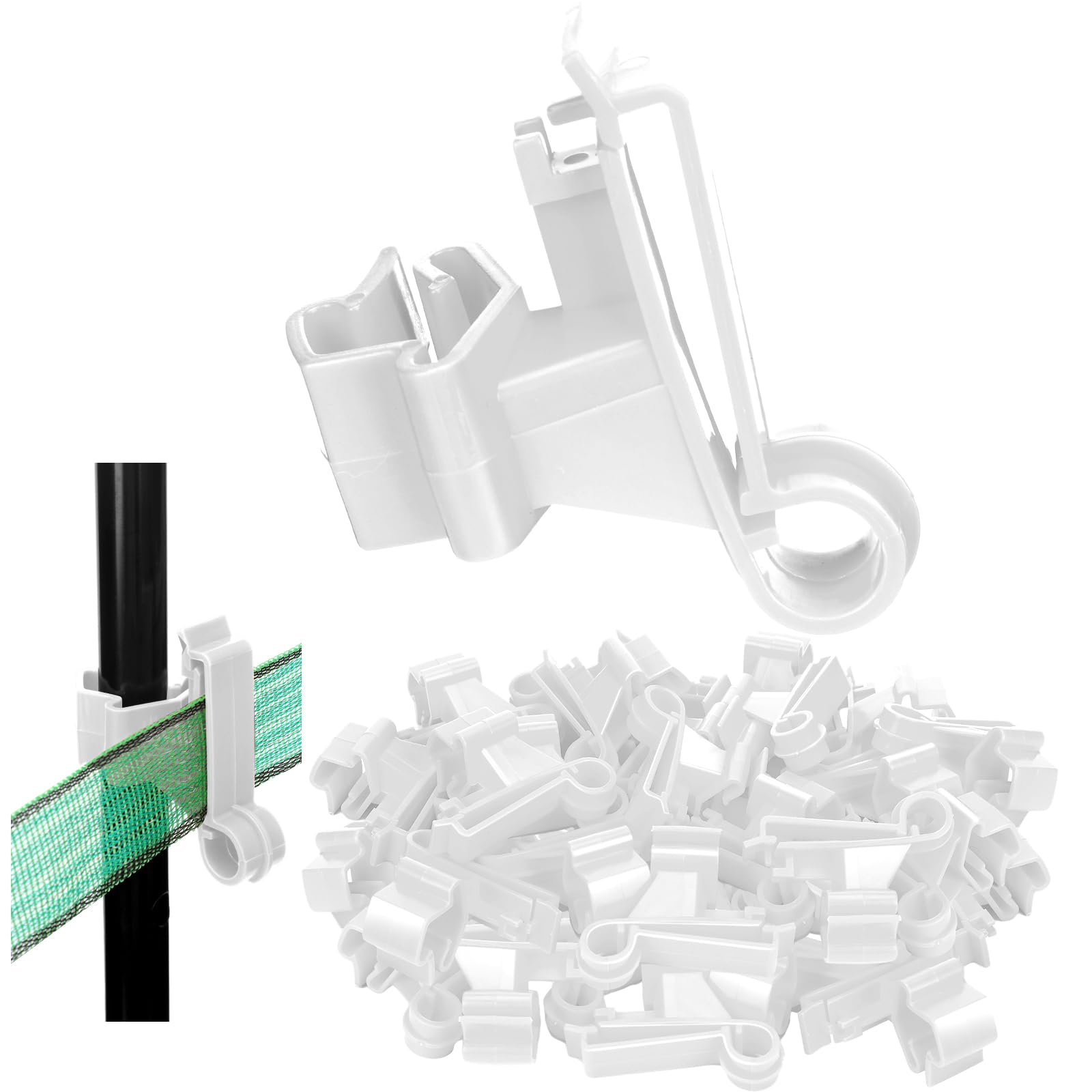 chunful white t-post insulators front pack showing quantity and benefit of bulk supply